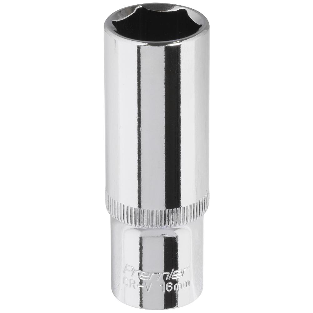 Sealey 3/8" Drive Polished Deep Hexagon WallDrive Socket Metric 3/8" 16mm