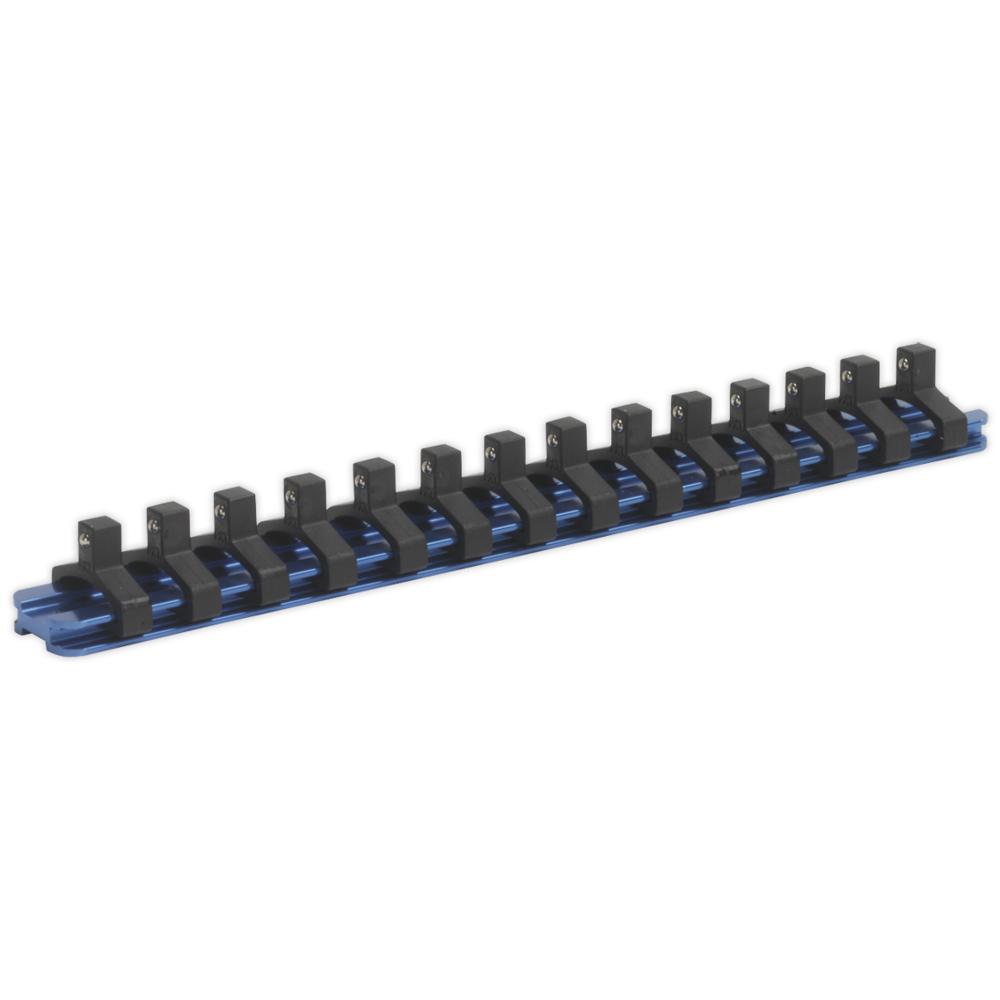 Sealey 1/4" Drive Aluminium Socket Retaining Rail 14 Clips 1/4