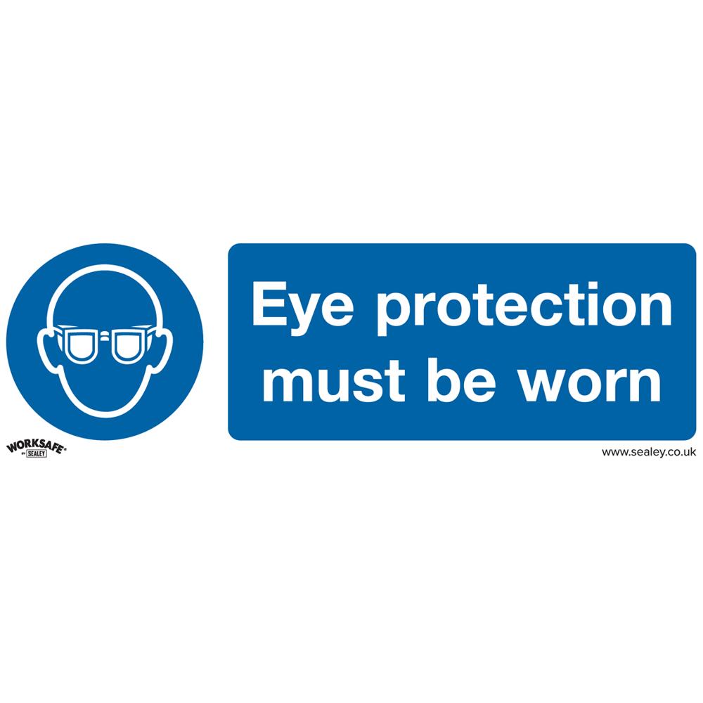 Self Adhesive Vinyl Eye Protection Must Be Worn Sign Pack of 10