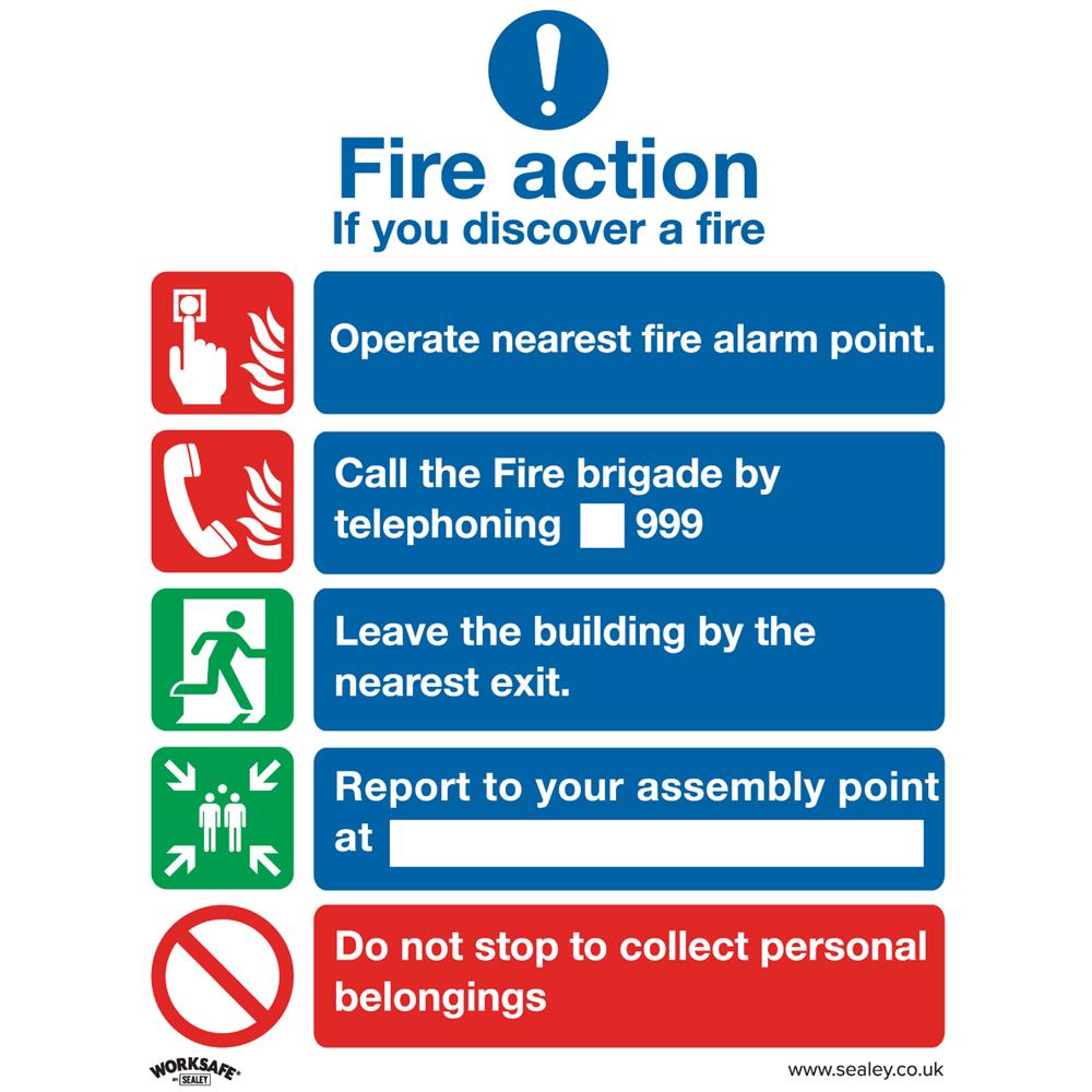 Self Adhesive Vinyl Fire Action Without Lift Sign Pack of 10