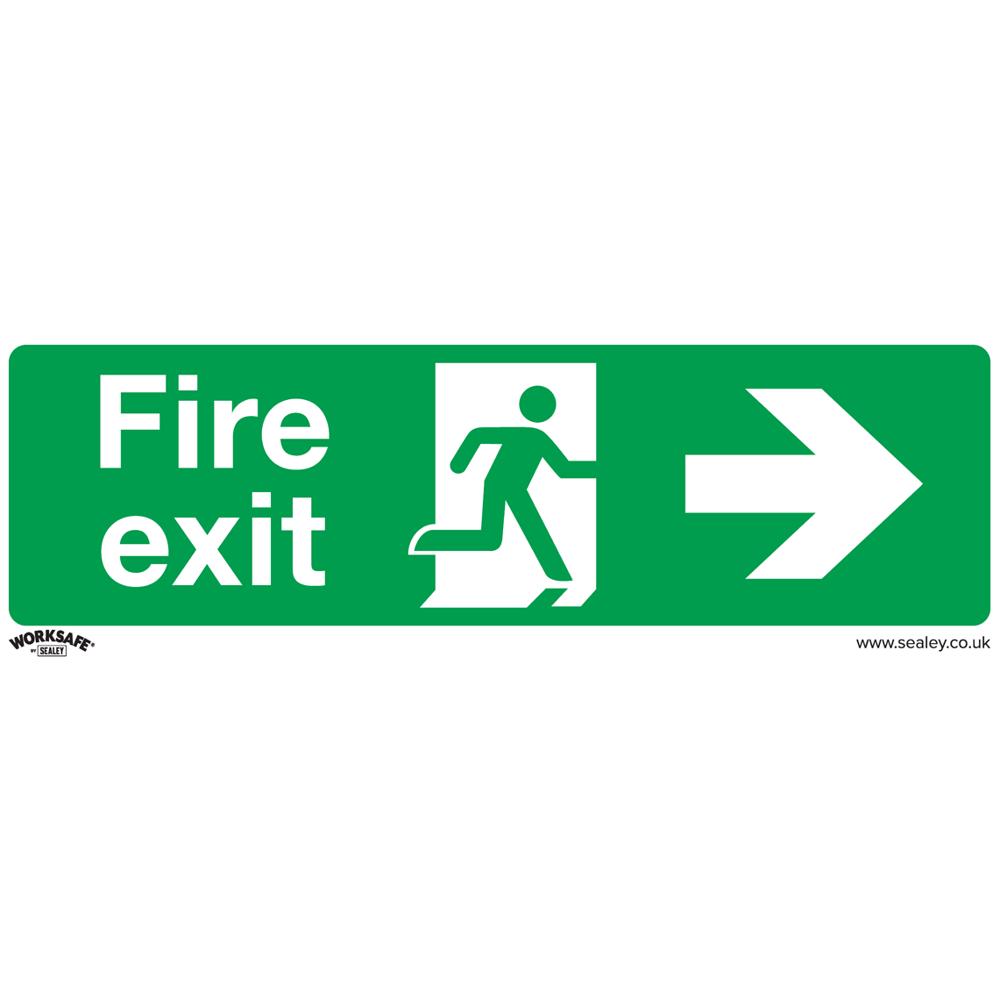Rigid Plastic Fire Exit Arrow Right Sign Pack of 10