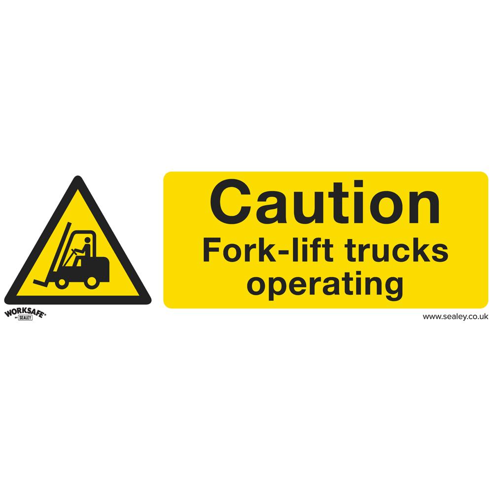 Rigid Plastic Caution Fork Lift Trucks Sign Pack of 10