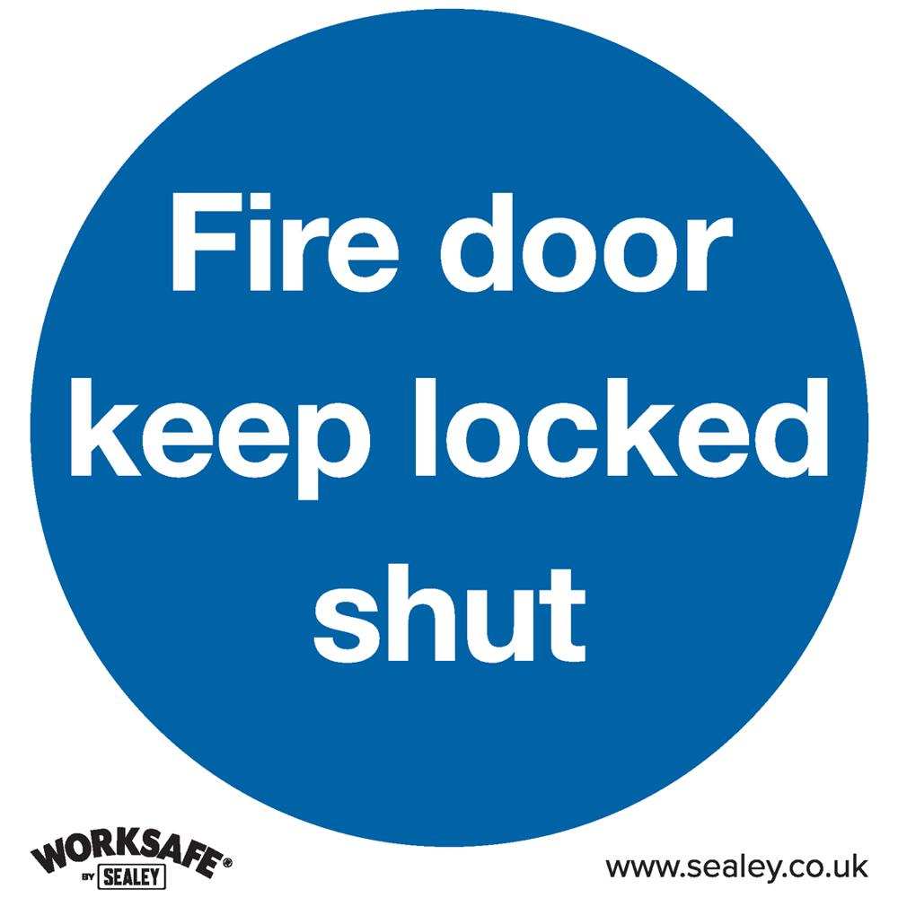 Rigid Plastic Fire Door Keep Locked Shut Sign Pack of 10