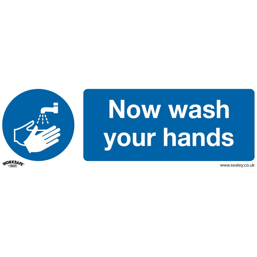 Rigid Plastic Now Wash Your Hands Sign