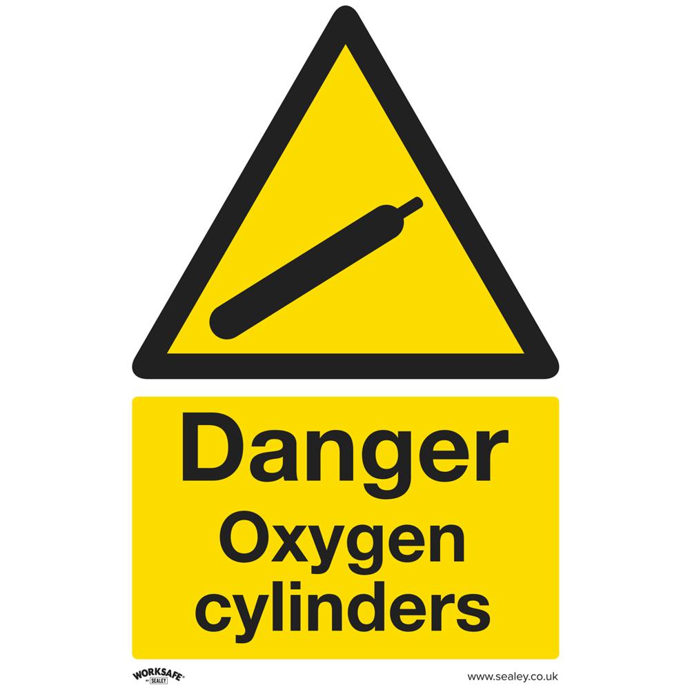 Self Adhesive Vinyl Danger Oxygen Cylinders Sign Pack of 10