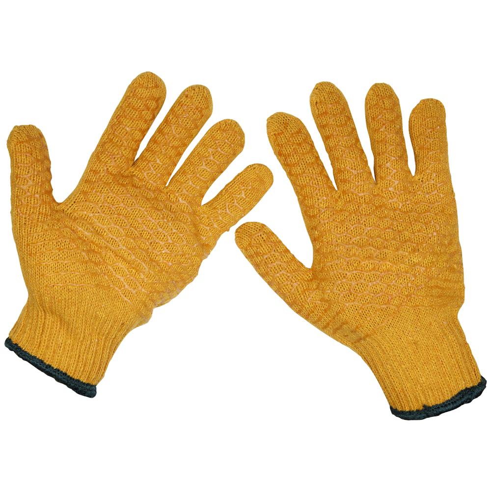 Sealey SSP33 Sticky Grip Non Slip Gloves Yellow One Size