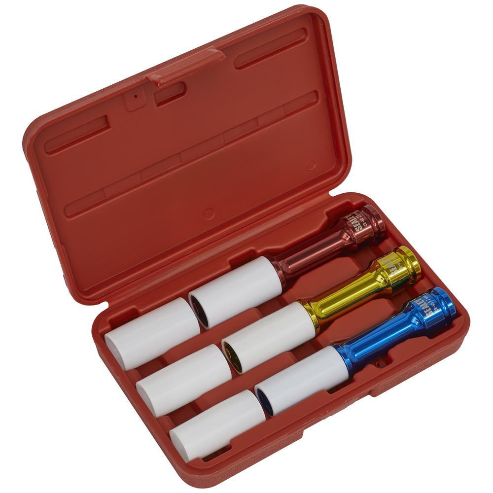 Sealey 3 Piece 1/2" Drive Deep Impact Socket Set for Alloy Wheels 1/2