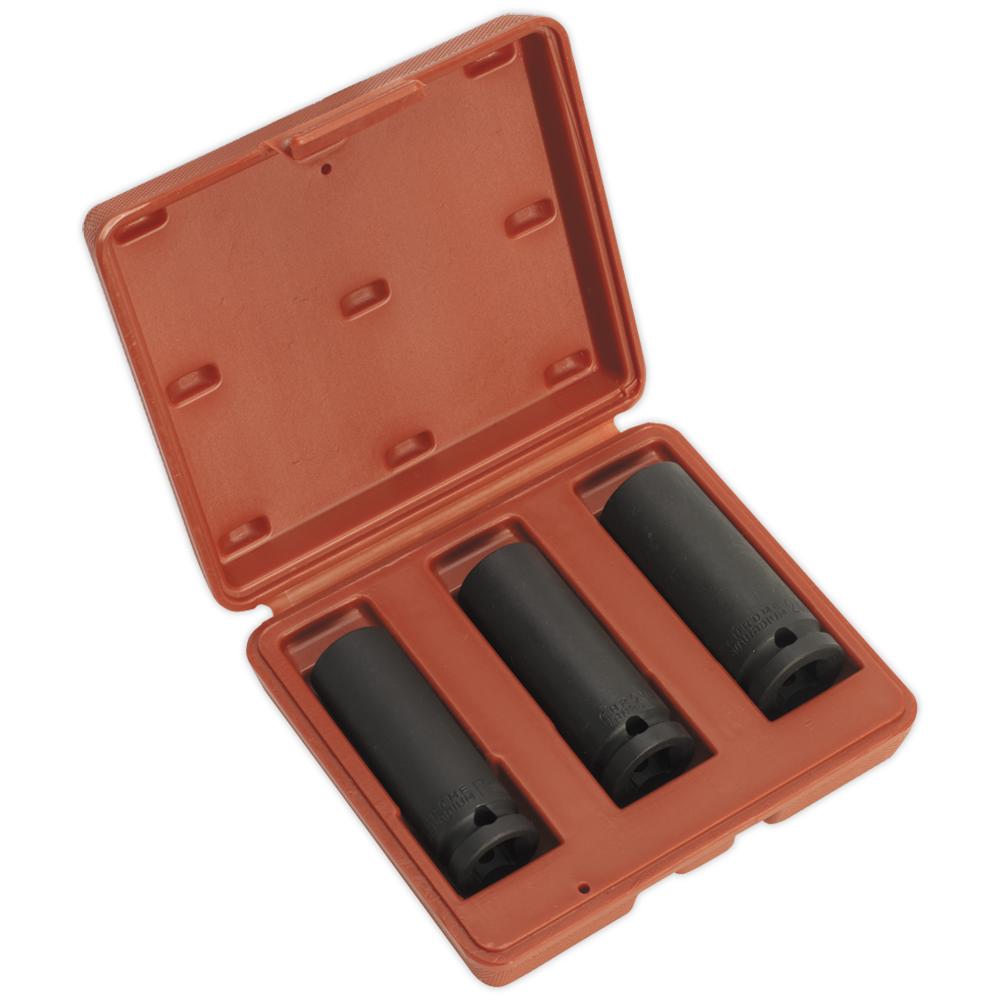 Sealey 3 Piece 1/2" Drive Deep Hexagon WallDrive Impact Socket Set 1/2