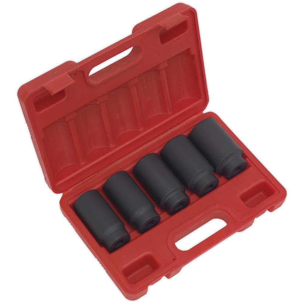 Sealey 5 Piece 1/2" Drive Hub Nut Impact Socket Set Metric 1/2