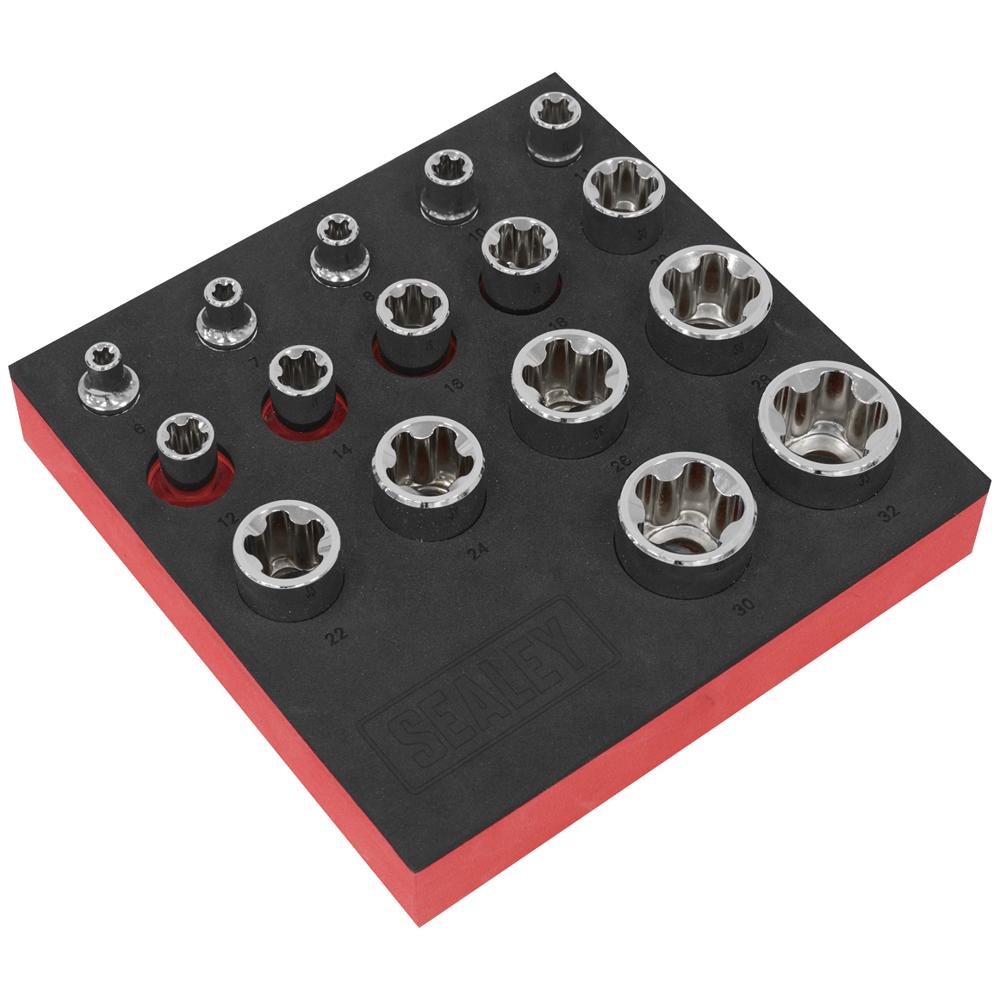 Sealey 16 Piece Combination Drive TRX P EPR Socket Set Combination