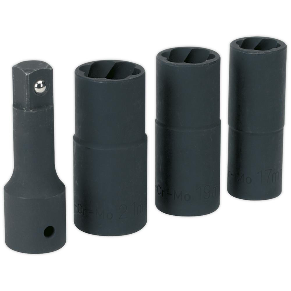 4 Piece 1/2" Drive Wheel Nut and Removal Impact Socket Set