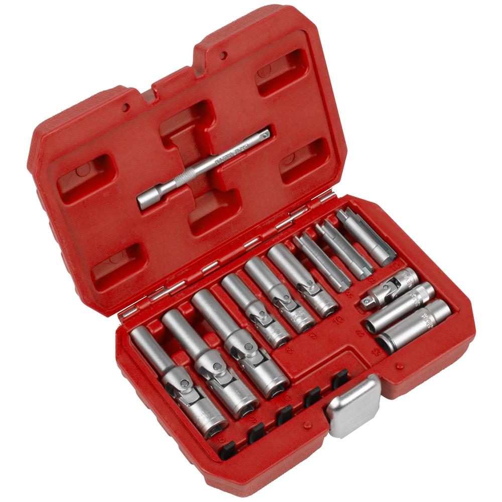 Sealey 18 Piece 1/4" and 3/8" Drive Glow Plug Socket Set Combination