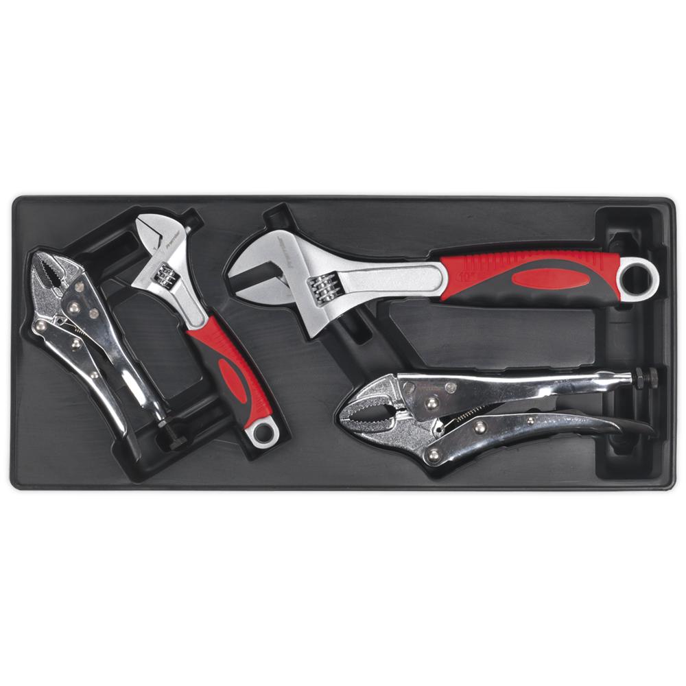 4 Piece Locking Plier and Adjustable Spanner Set in Module Tray