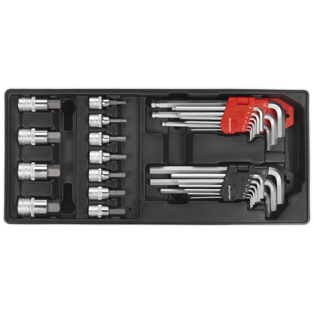 29 Piece Hexagon Allen Key and Socket Bit Set in Module Tray