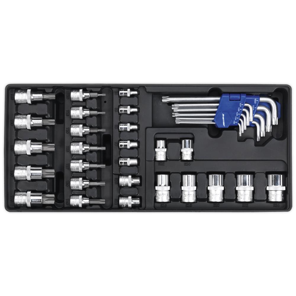 35 Piece Torx Key, Socket Bit and Combination Drive Socket Set in Module Tray