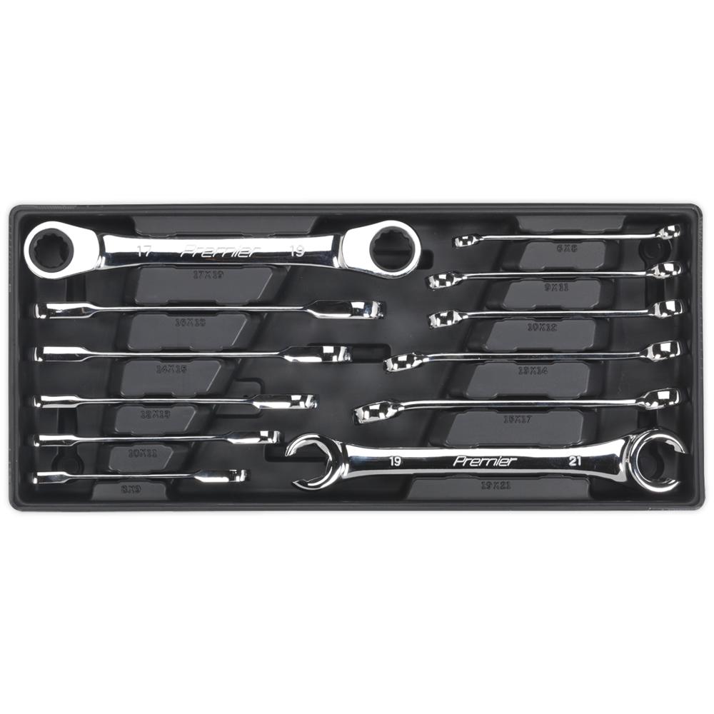 12 Piece Flare Nut and Ratchet Ring Spanner Set Metric in Module Tray
