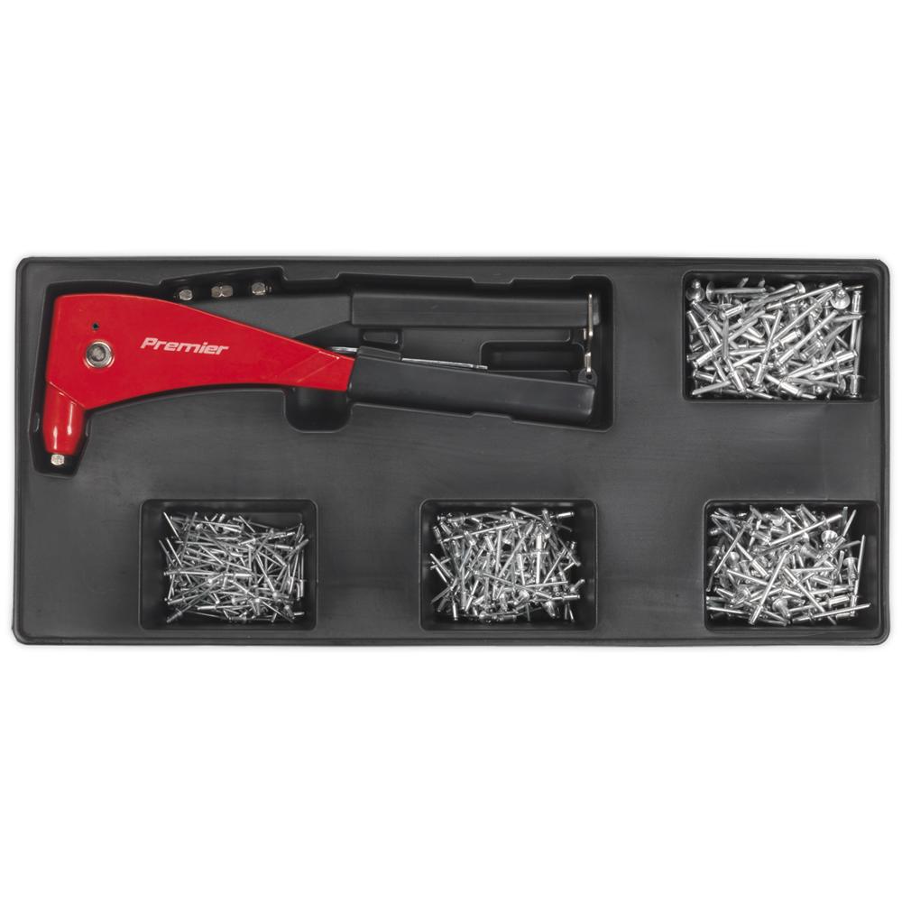 Riveter and Assorted Rivets Set in Module Tray