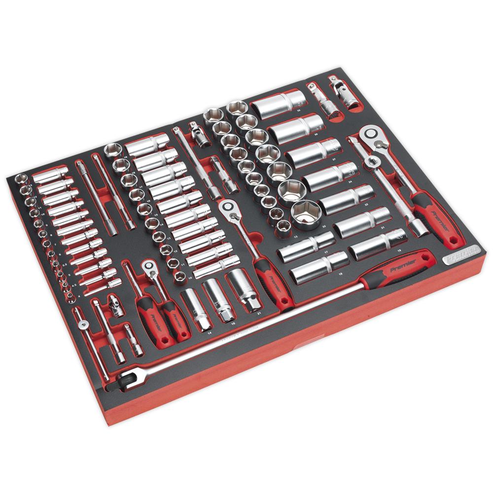 91 Piece Combination Drive Socket Set Metric in Module Tray