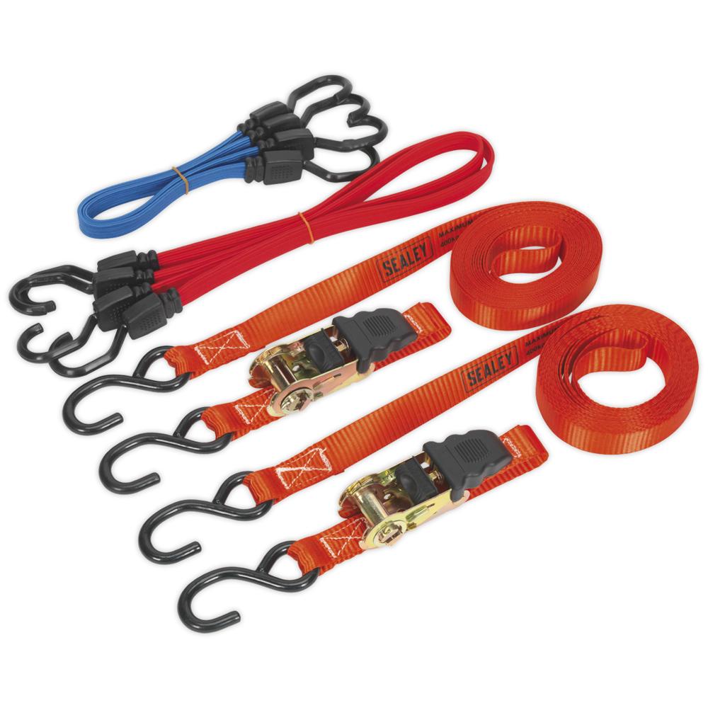 6 Piece Tie Down Ratchet and Bungee Cord Set