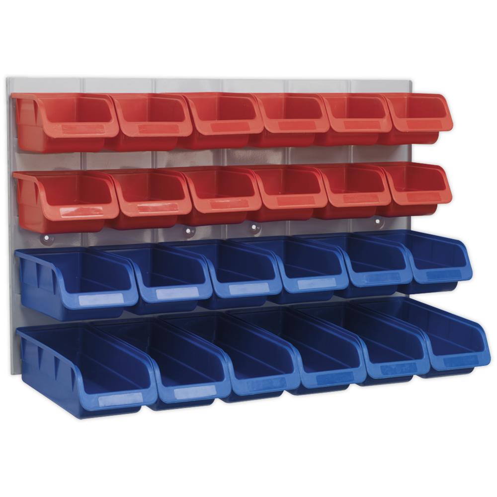 24 Piece Plastic Storage Bin Set and Panel Combination