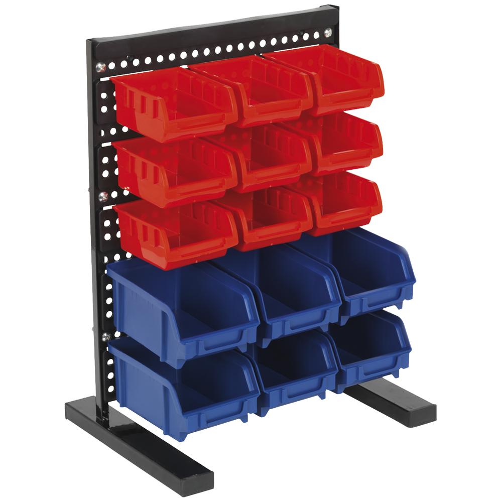 Freestanding Bench Rack and 15 Storage Bins