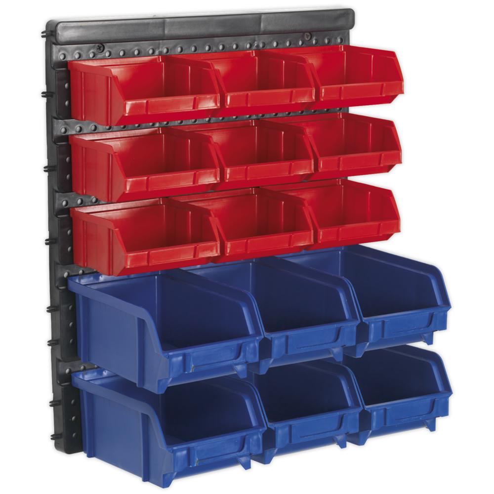 Wall Mount Bin Storage System and 15 Bins