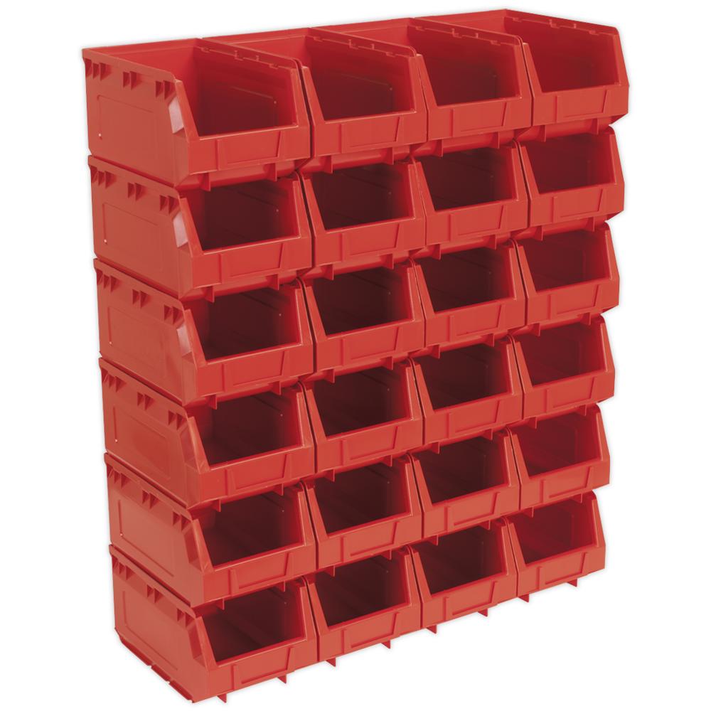 Sealey Plastic Storage Bin 148 X 240 X 128mm Red Pack Of 24