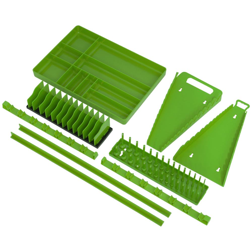 9 Piece Tool Storage Organizer Hi Vis Green Set