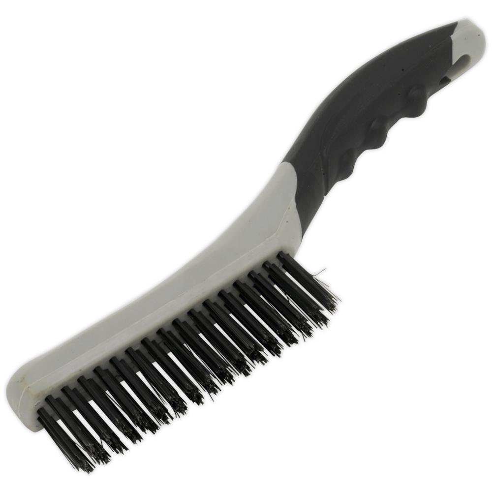 Sealey Soft Grip Handle Steel Wire Brush 4 Rows