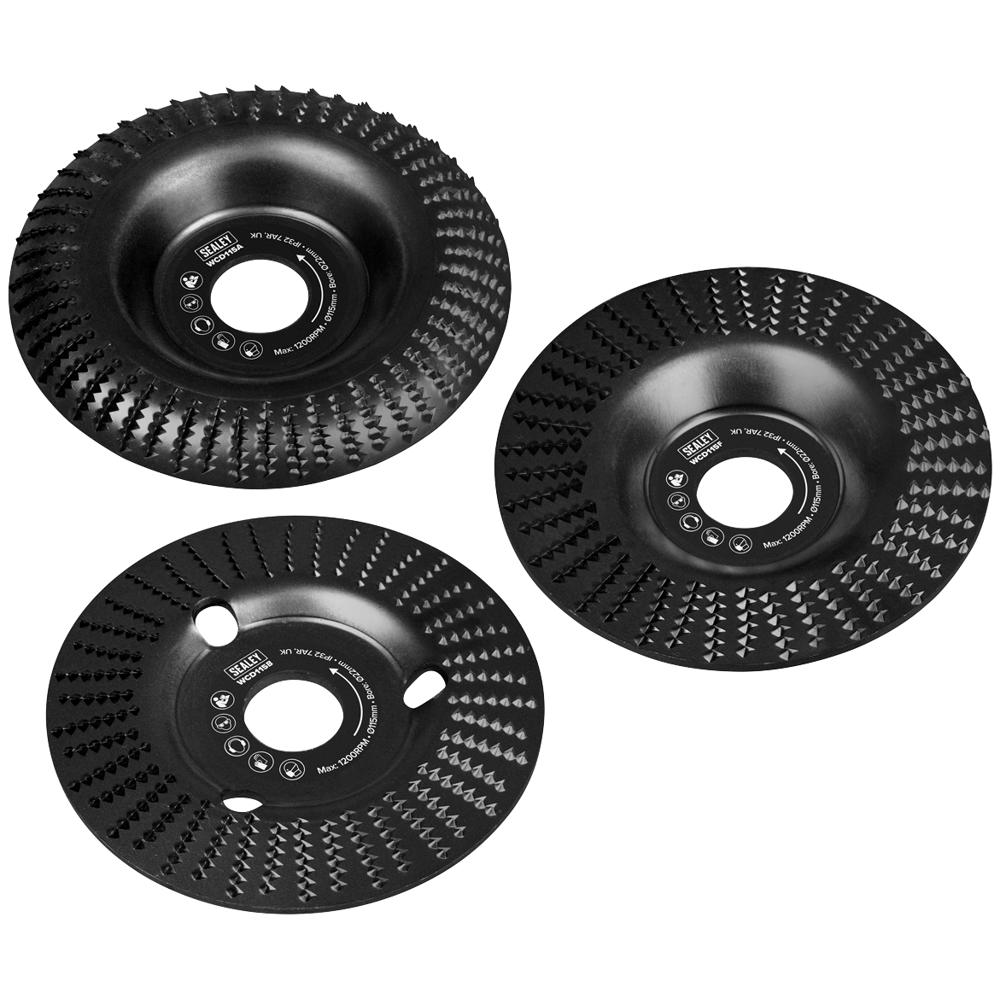 3 Piece Wood Carving Disc Set for Angle Grinders 115mm