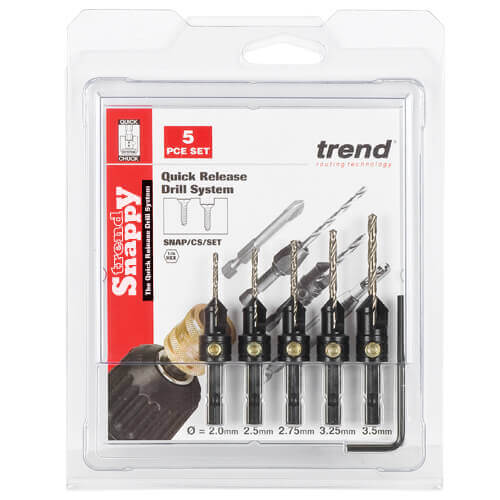 Image of Trend Snappy 5 Piece Drill Countersink Set for Wood Screws