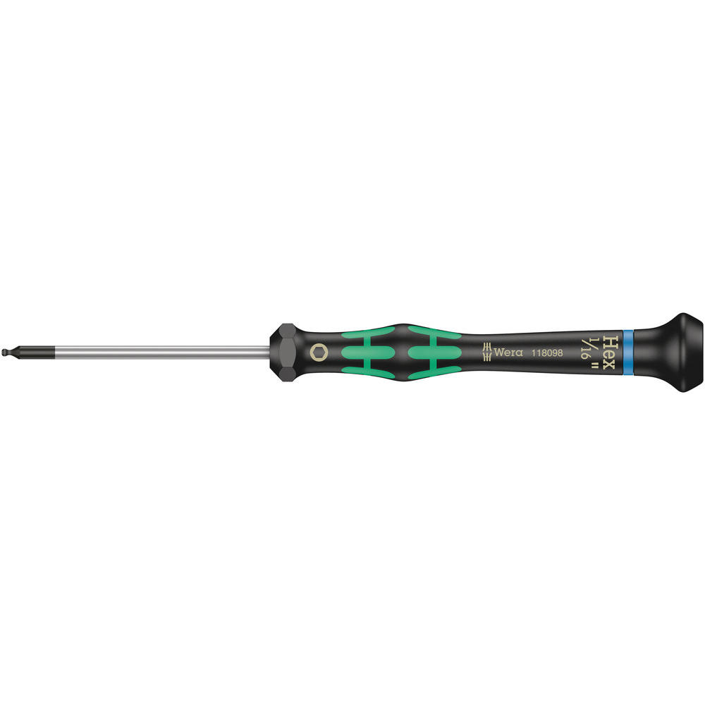 Wera Kraftform 2052 Ballend Hex Micro Screwdriver Imperial 1/16" 60mm