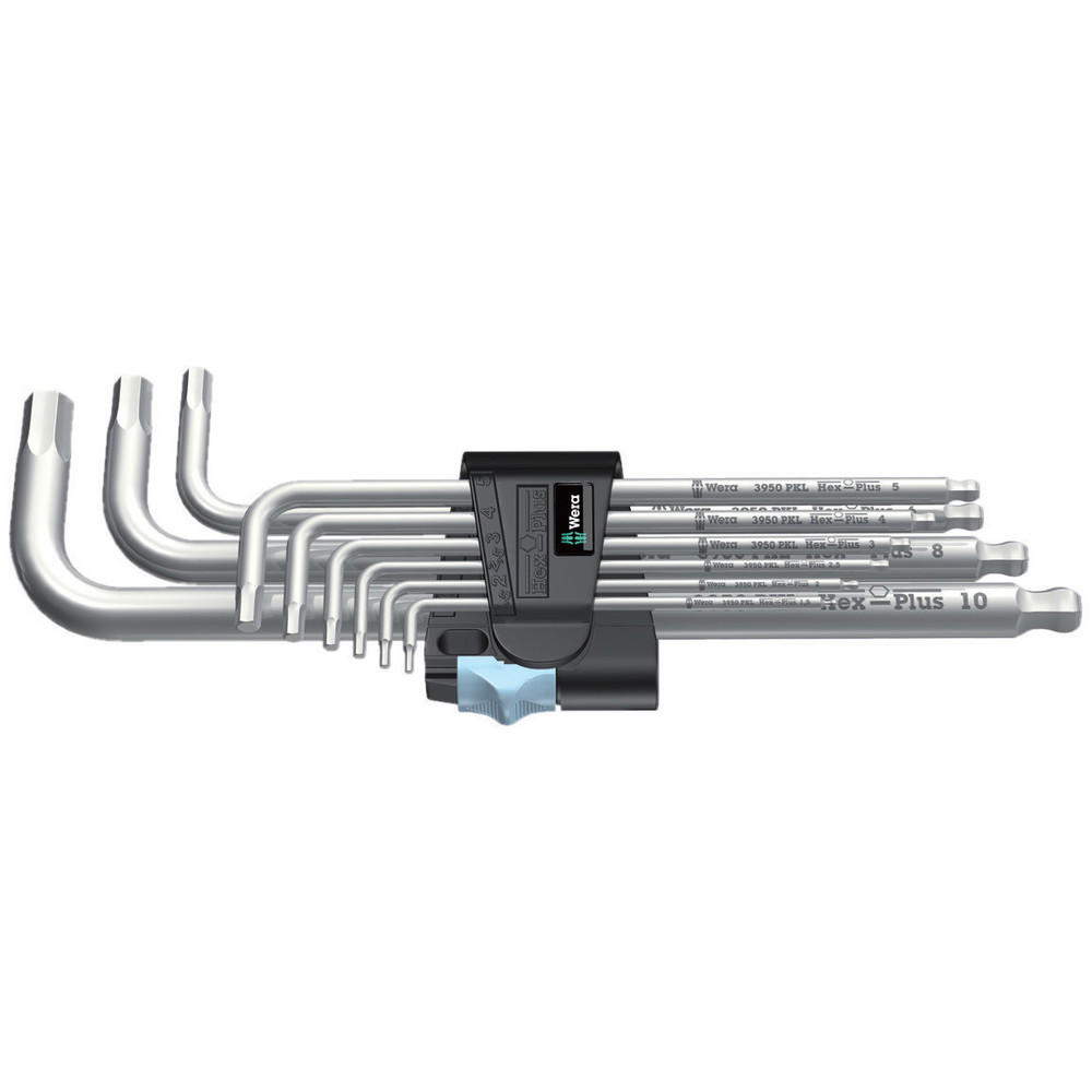 Wera 3950PKL/9 9 Piece Stainless Steel Ball End Hexagon Allen Key Set Metric
