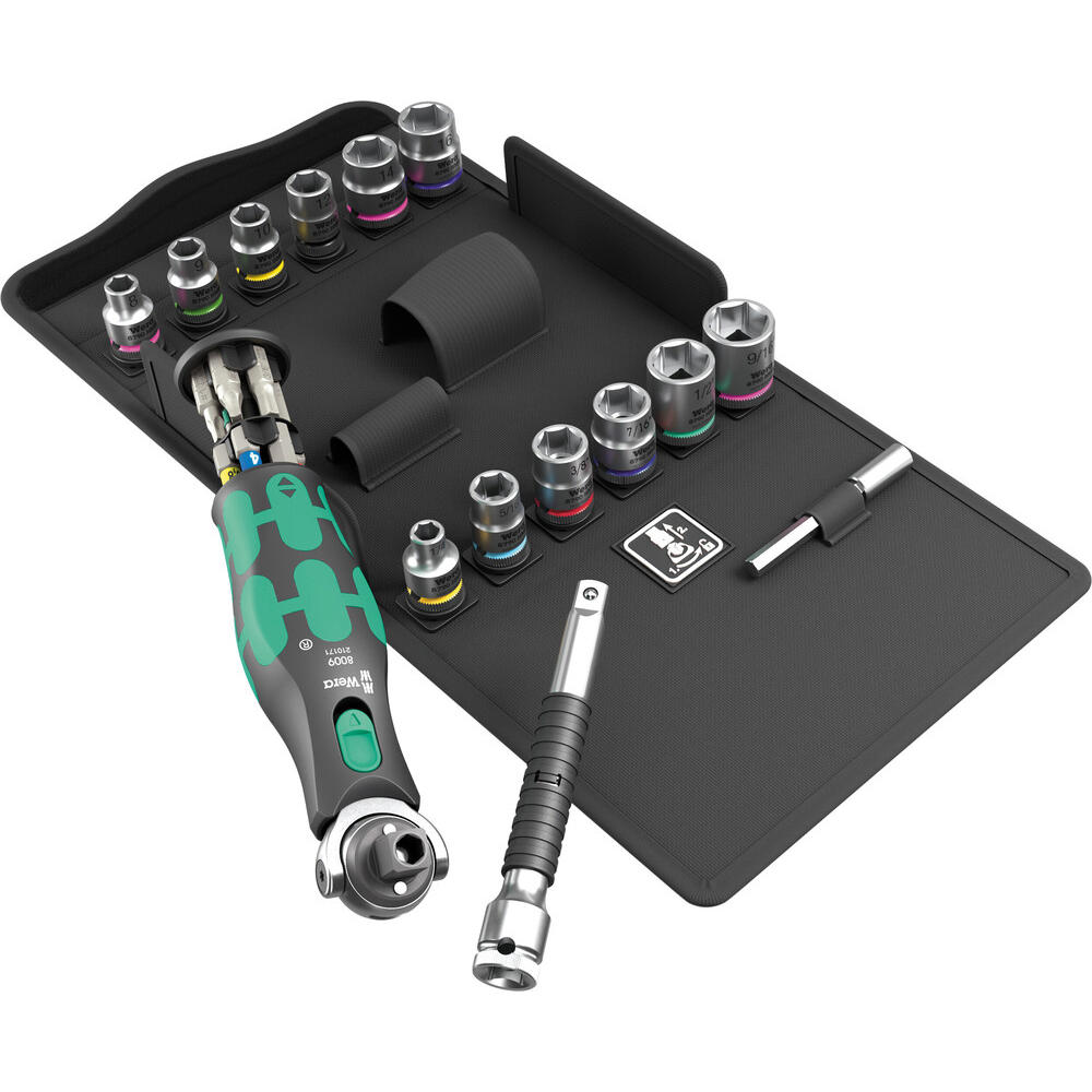 Image of Wera 8009 Zyklop Pocket Set 4 Metric and Imperial Socket Set Combination