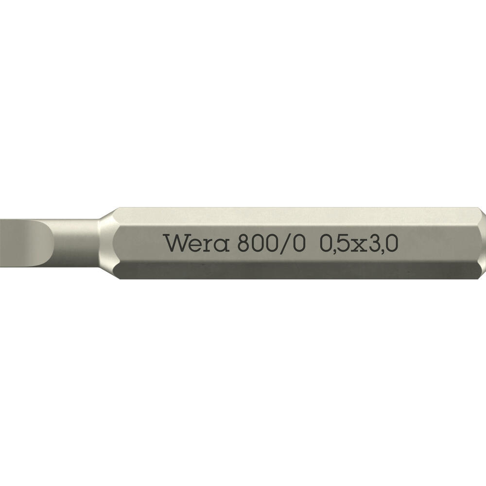 Wera 800/0 4mm Hex Drive Slotted Micro Screwdriver Bits 1.5mm 30mm Pack Of 1