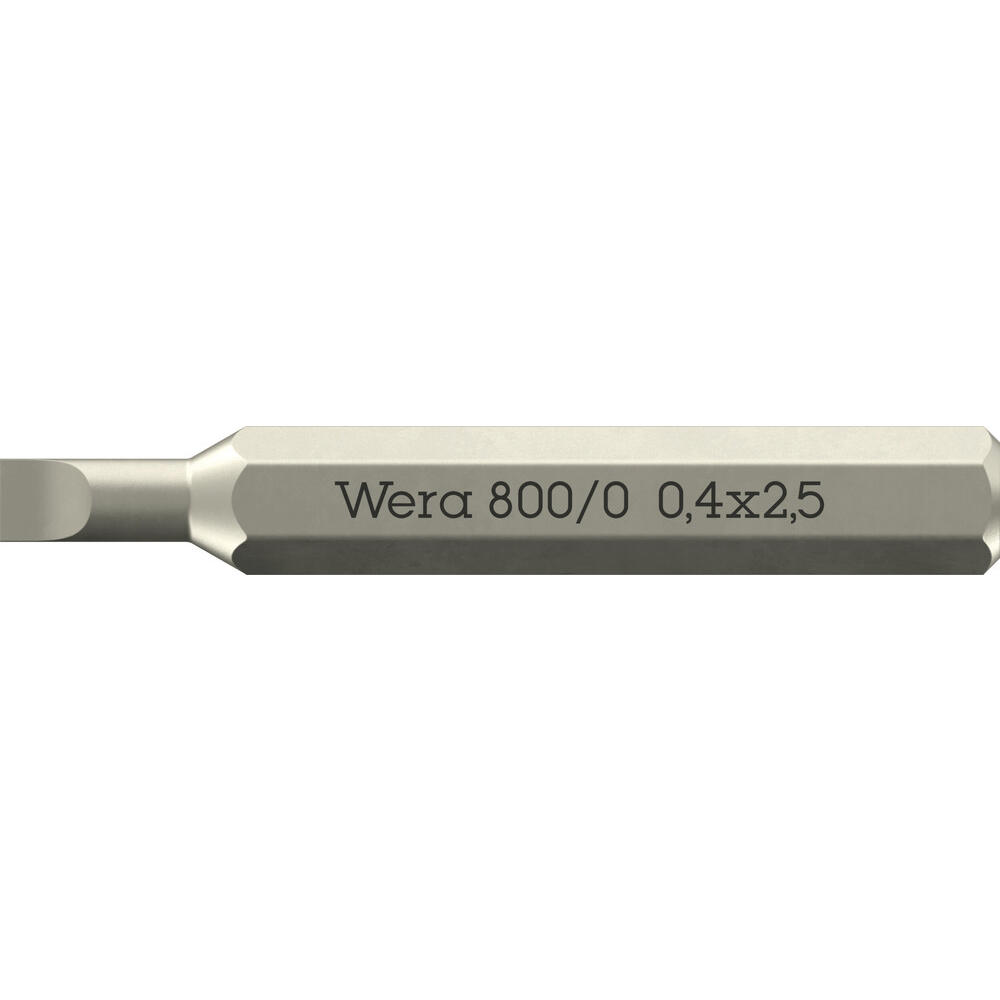 Wera 800/0 4mm Hex Drive Slotted Micro Screwdriver Bits 3mm 30mm Pack Of 1