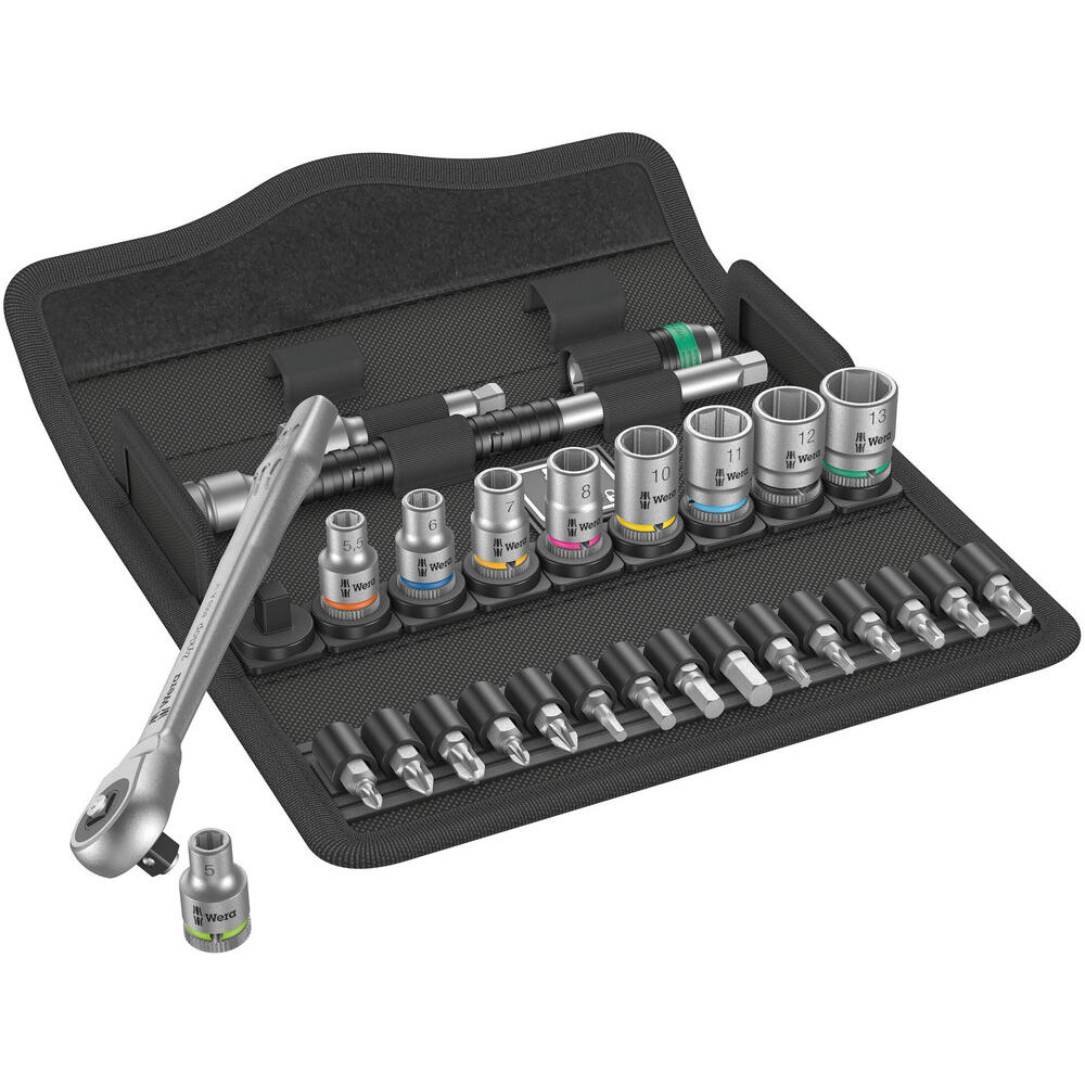 Wera 8100 SA7 Zyklop 28 Piece 1/4" Drive Socket and Bit Set 1/4