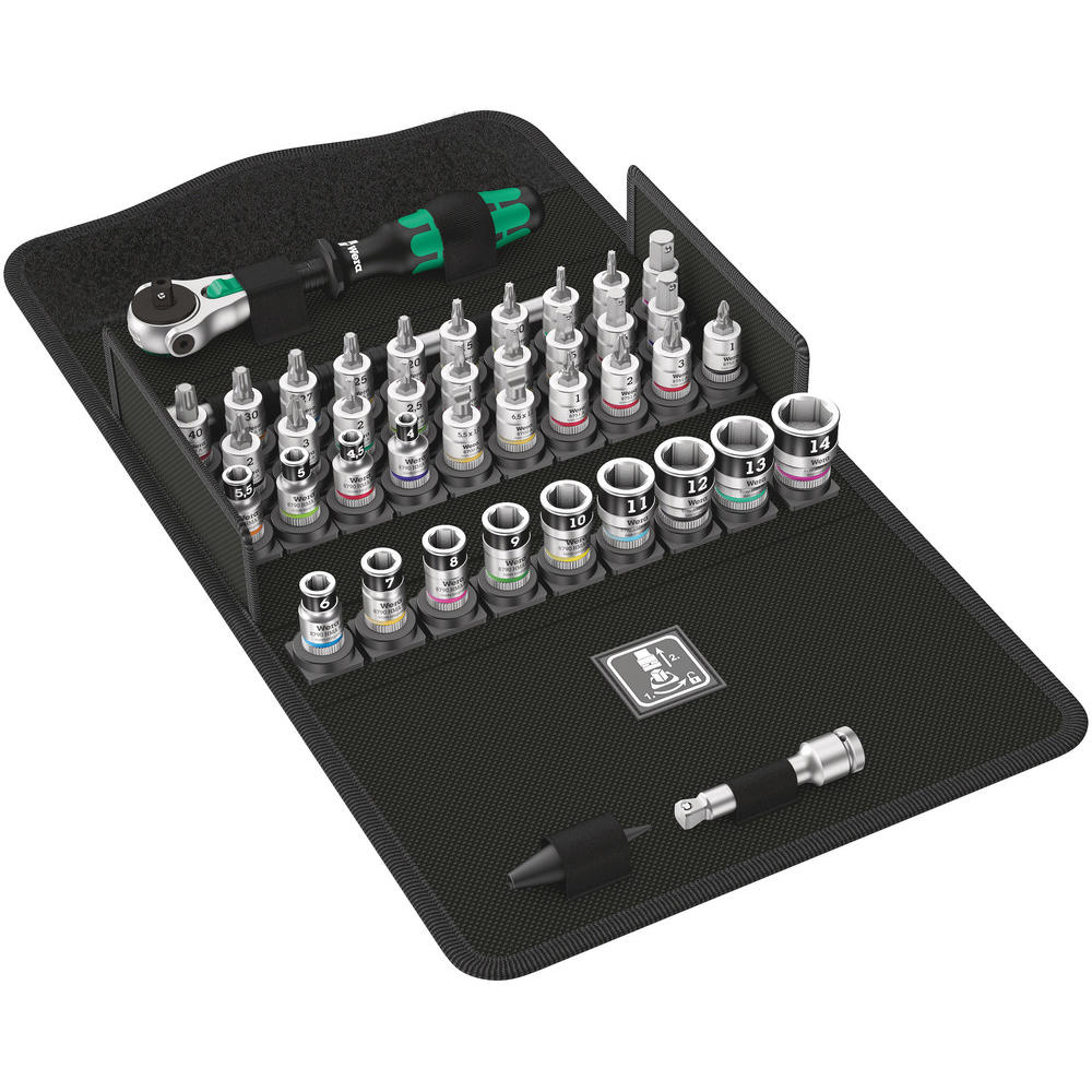 Wera 8100 SA 1/4 Drive All-In Zyklop Speed Ratchet 42 Piece Set 1/4