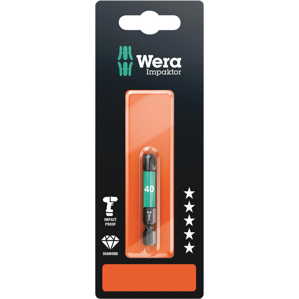 Wera 867/1 Impaktor Torx Screwdriver Bits T40 50Mm Pack Of 1