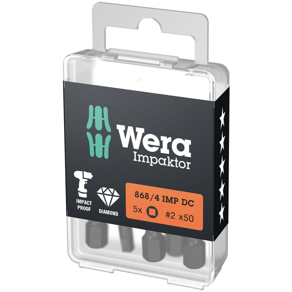 Wera 868/1 Impaktor Square Robinson Screwdriver Bits R2 Square 50mm Pack Of 5