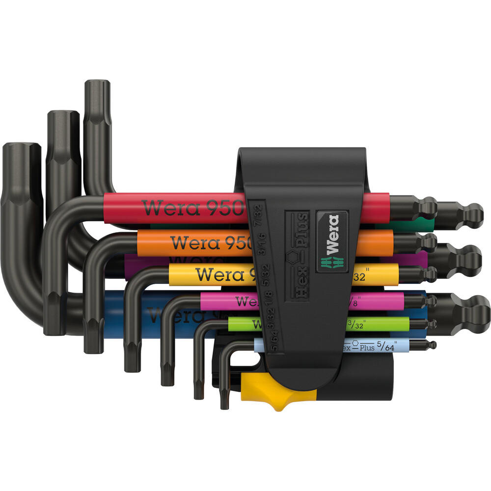 Wera 950/9 Multicolour 3 9 Piece Hex Plus Allen Key Set Imperial