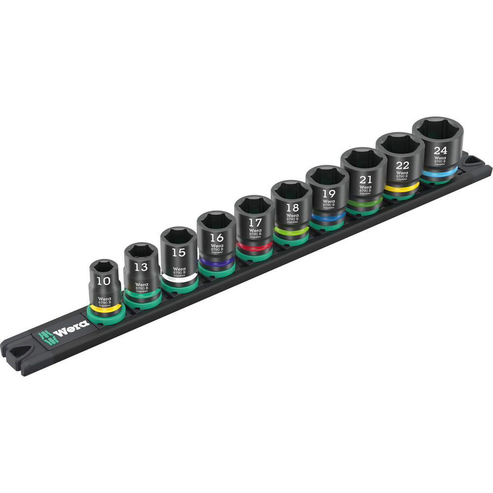 Wera Zyklop 10 Piece 3/8" Drive Hexagon Impaktor Socket Set on Magnetic Rail 3/8