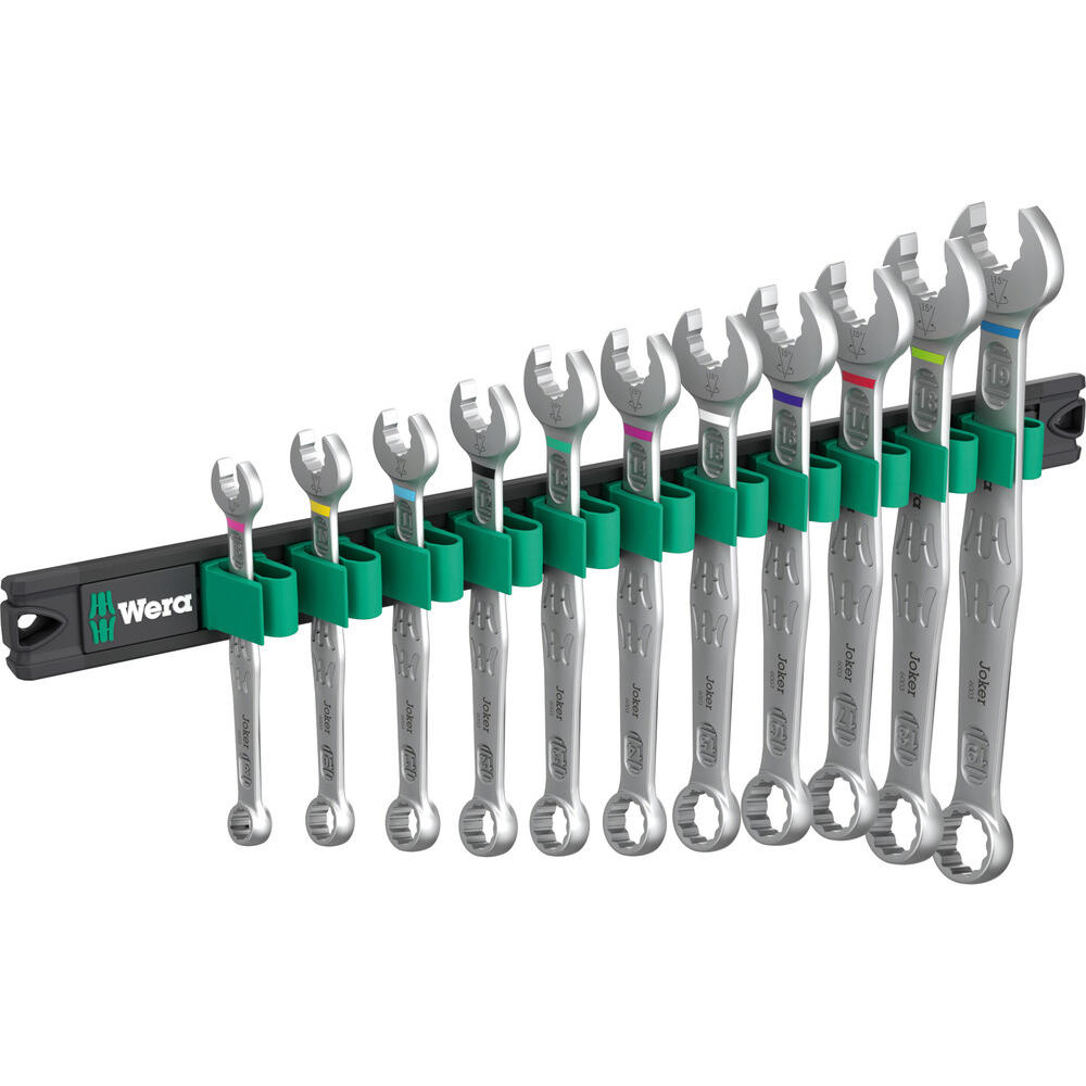 Wera 6003 Joker 11 Piece Ring Spanner Set on Magnetic Rail