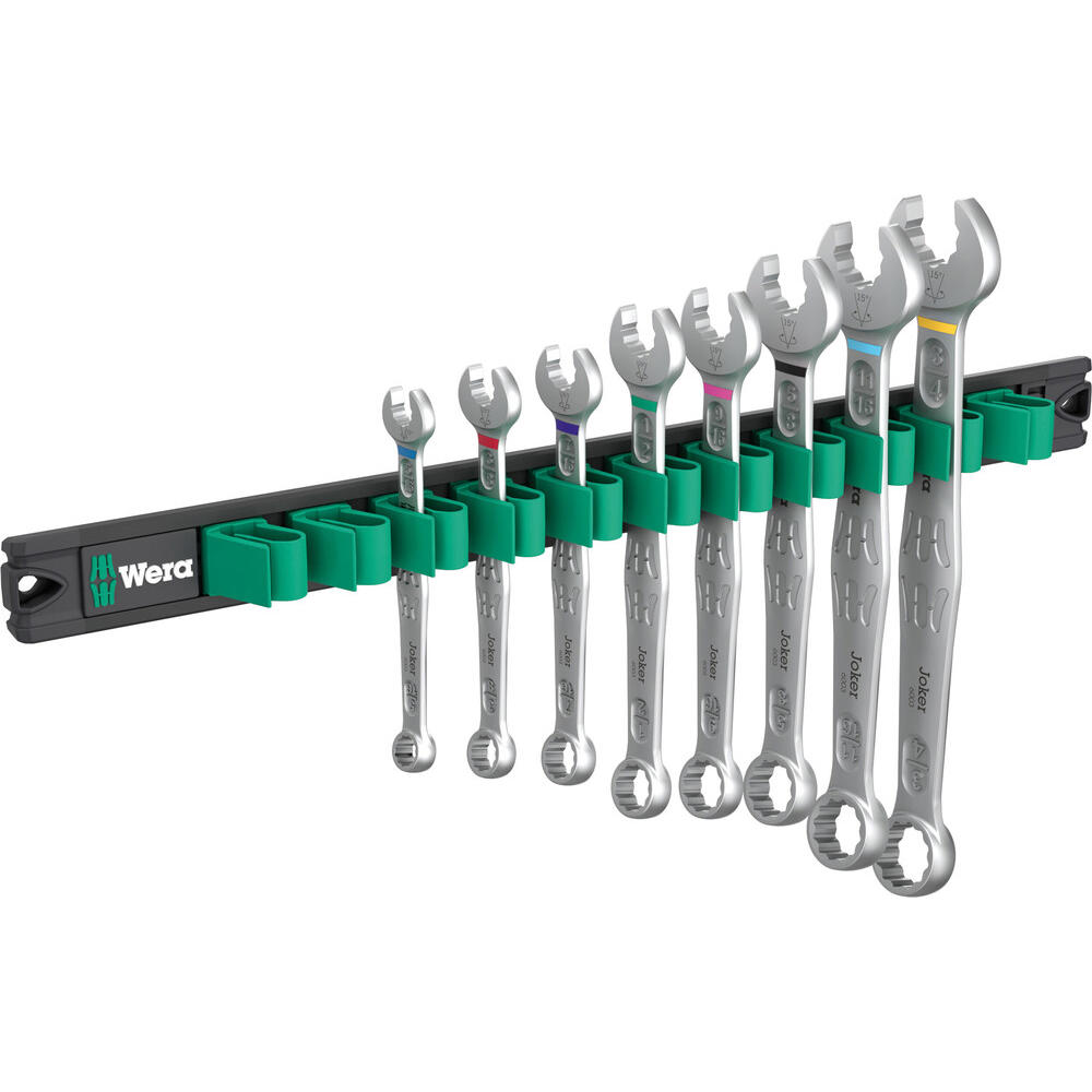 Wera 6003 Joker 1 8 Piece Ring Spanner Set on Magnetic Rail