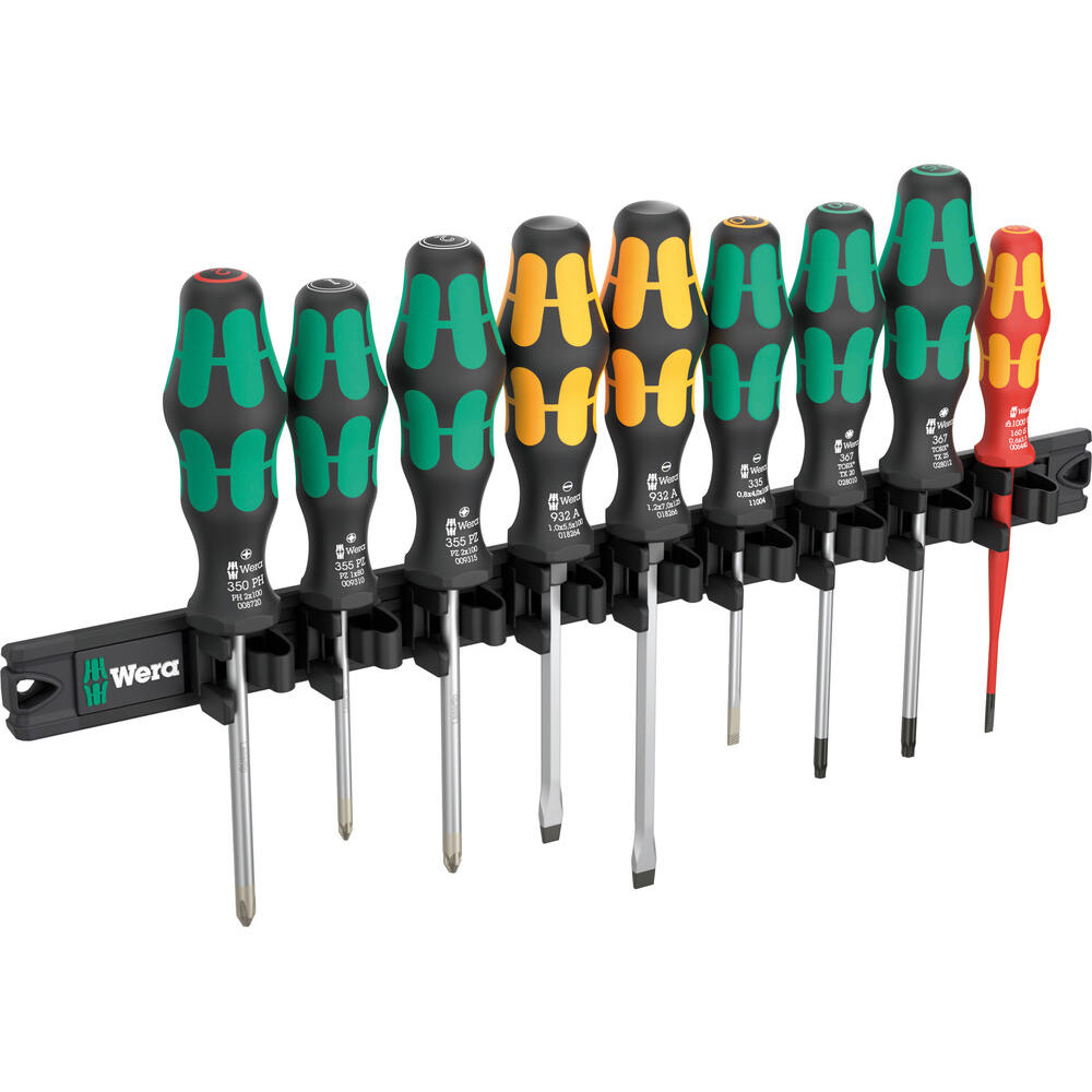 Wera Kraftform 9 Piece Screwdriver Set On Magnetic Rail