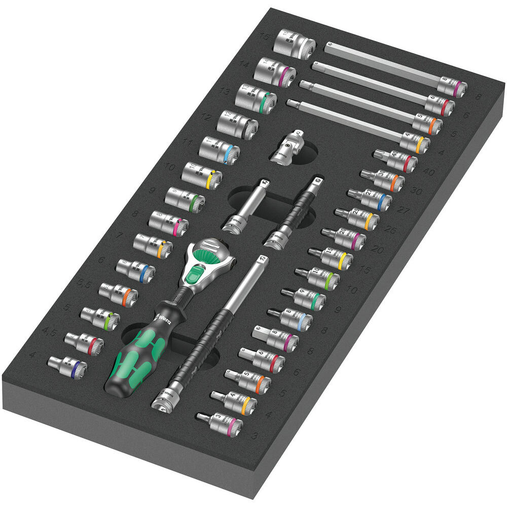 Wera 9720 Zyklop 37 Piece 1/4" Drive Socket Set in Foam Insert Tray 1/4"