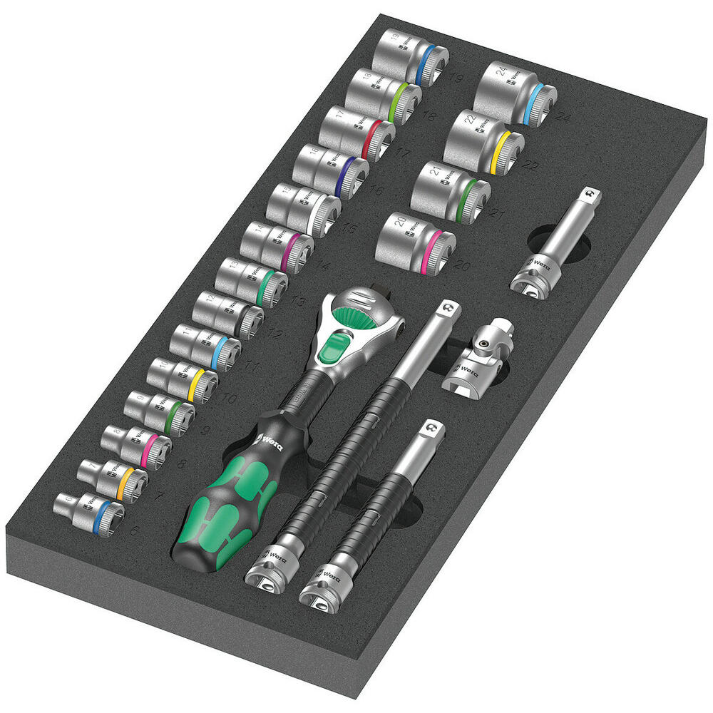 Wera 9721 Zyklop 23 Piece 3/8" Drive Socket Set in Foam Insert Tray 3/8