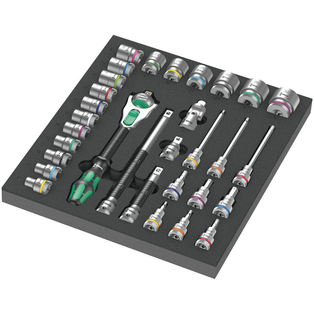 Wera 9722 Zyklop 31 Piece 1/2" Drive Socket Set in Foam Insert Tray 1/2