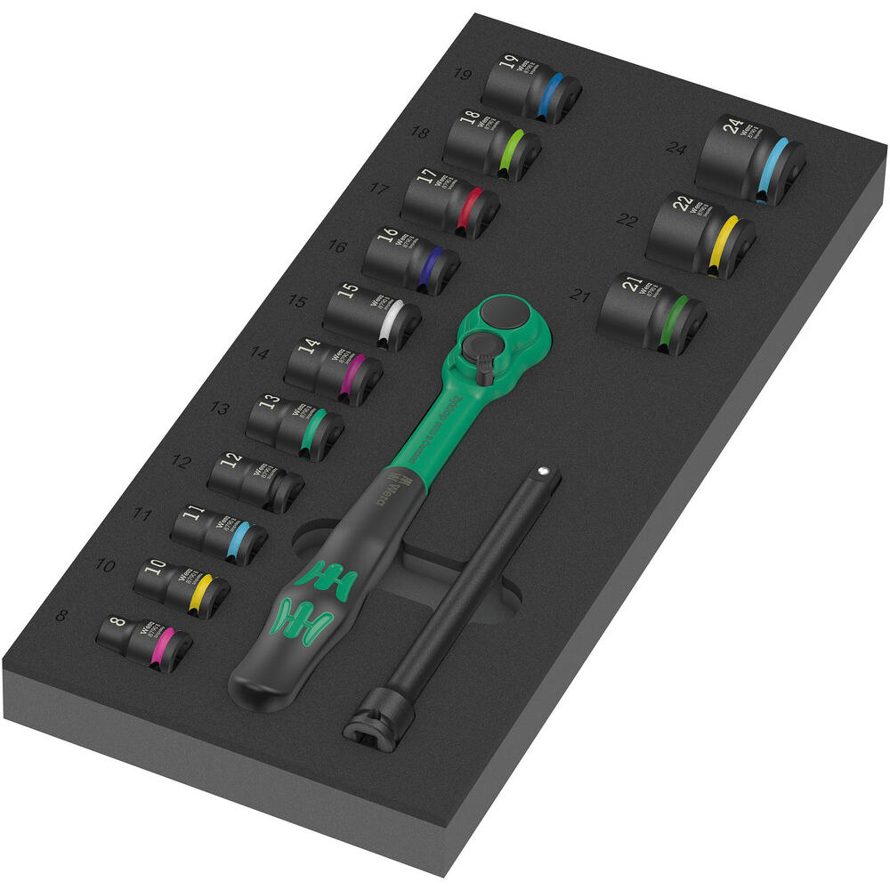 Image of Wera Zyklop Comfort 16 Piece 3/8" Drive Socket Set in Foam Module 3/8"