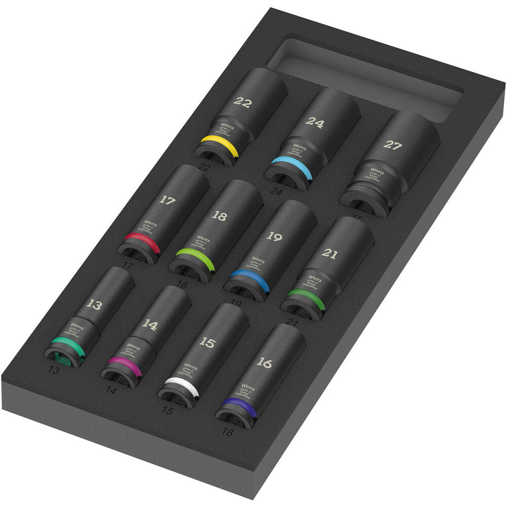 Image of Wera Impaktor 11 Piece 1/2" Drive Deep Impact Socket Set in Foam Module 1/2"